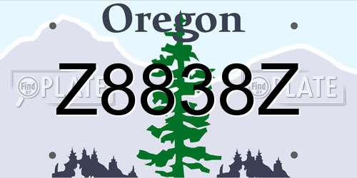Z8838Z Oregon License Plate