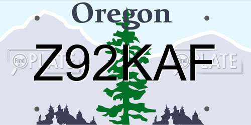 Z92KAF Oregon License Plate