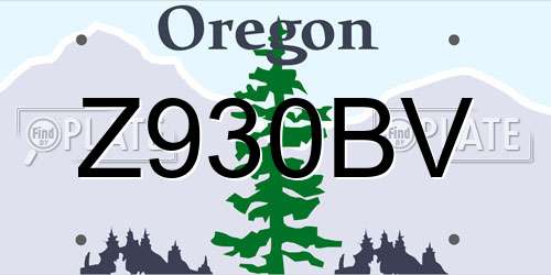 Z930BV Oregon License Plate
