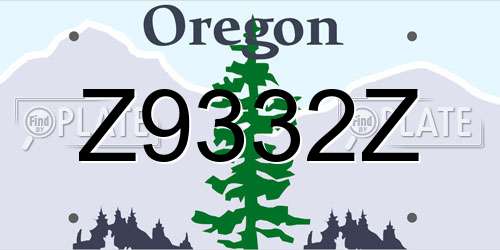 Z9332Z Oregon License Plate