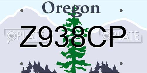 Z938CP Oregon License Plate