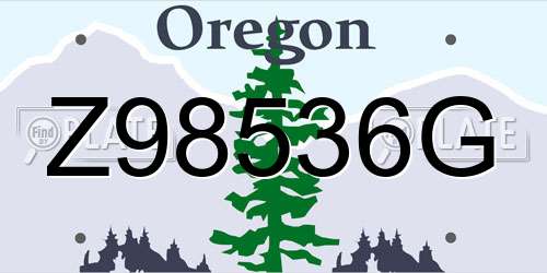 Z98536G Oregon License Plate