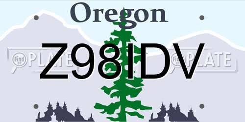 Z98IDV Oregon License Plate