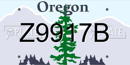Z9917B Oregon License Plate
