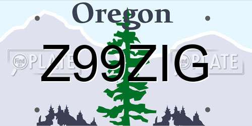 Z99ZIG Oregon License Plate