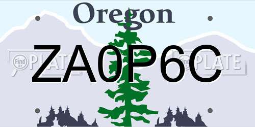 ZA0P6C Oregon License Plate