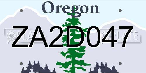ZA2D047 Oregon License Plate