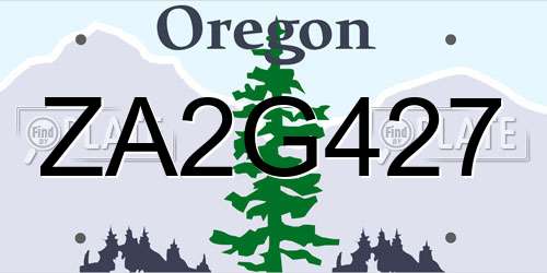 ZA2G427 Oregon License Plate