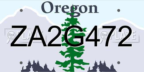 ZA2G472 Oregon License Plate
