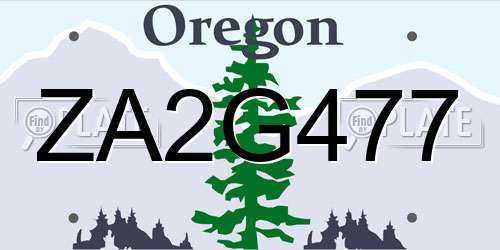 ZA2G477 Oregon License Plate