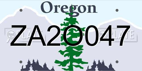 ZA2O047 Oregon License Plate
