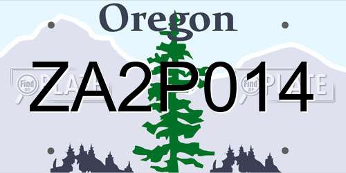 ZA2P014 Oregon License Plate