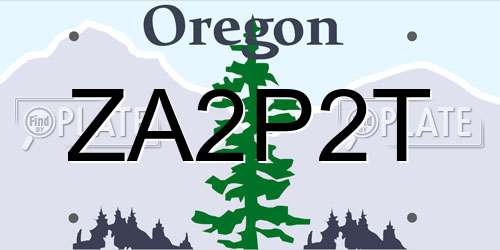 ZA2P2T Oregon License Plate