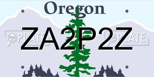 ZA2P2Z Oregon License Plate