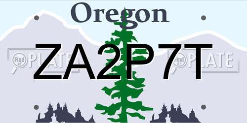 ZA2P7T Oregon License Plate