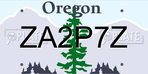 ZA2P7Z Oregon License Plate