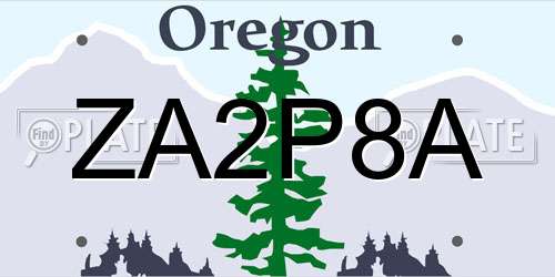 ZA2P8A Oregon License Plate