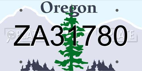 ZA31780 Oregon License Plate