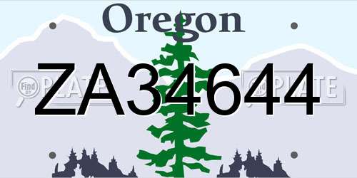 ZA34644 Oregon License Plate