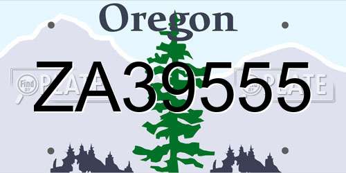 ZA39555 Oregon License Plate