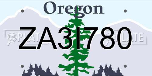 ZA3I780 Oregon License Plate