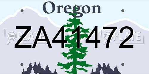 ZA41472 Oregon License Plate