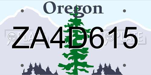 ZA4D615 Oregon License Plate