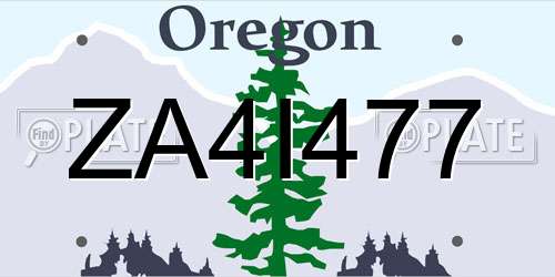 ZA4I477 Oregon License Plate