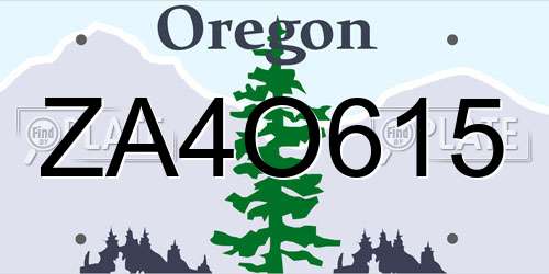 ZA4O615 Oregon License Plate
