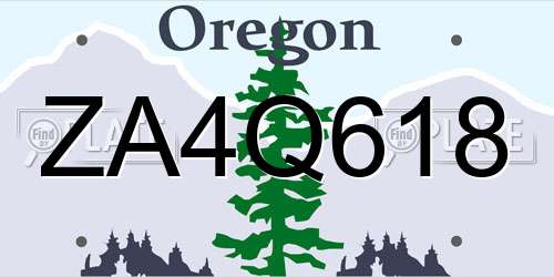 ZA4Q618 Oregon License Plate