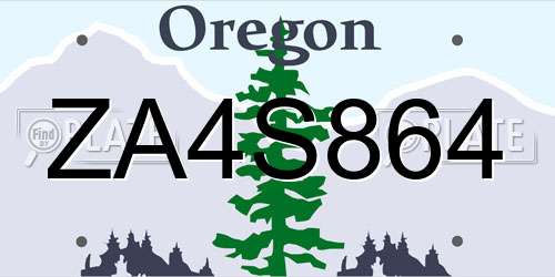 ZA4S864 Oregon License Plate
