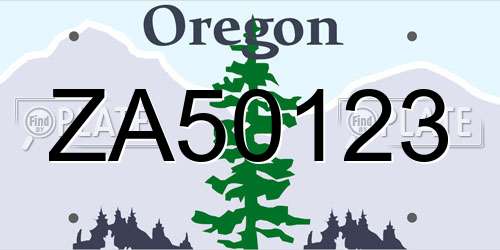 ZA50123 Oregon License Plate