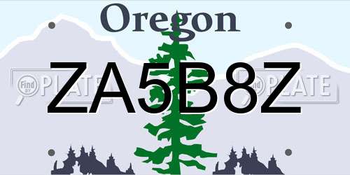 ZA5B8Z Oregon License Plate