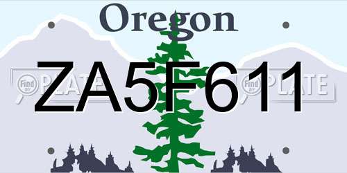 ZA5F611 Oregon License Plate