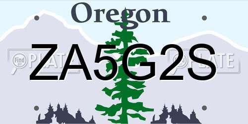 ZA5G2S Oregon License Plate
