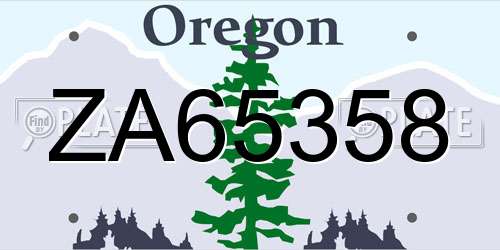 ZA65358 Oregon License Plate