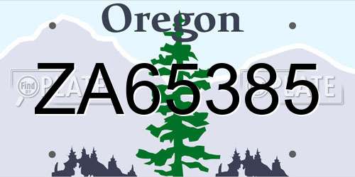 ZA65385 Oregon License Plate
