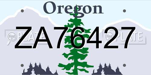 ZA76427 Oregon License Plate