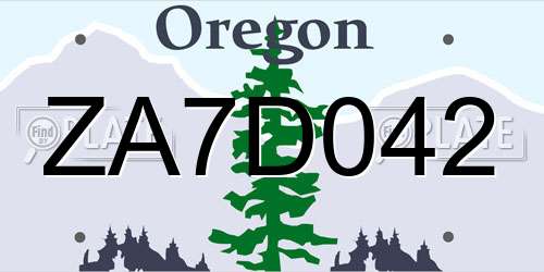 ZA7D042 Oregon License Plate