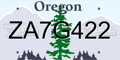 ZA7G422 Oregon License Plate