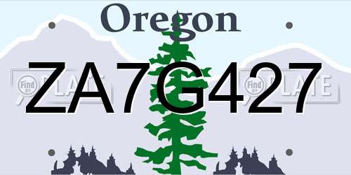 ZA7G427 Oregon License Plate