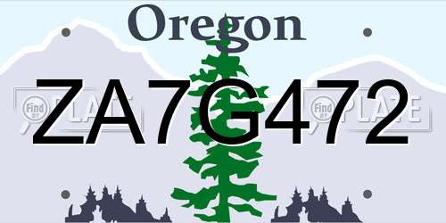 ZA7G472 Oregon License Plate