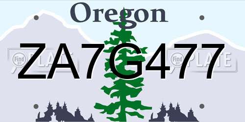 ZA7G477 Oregon License Plate