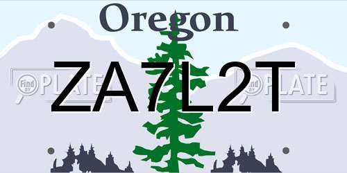 ZA7L2T Oregon License Plate