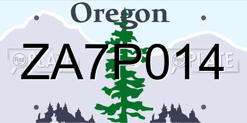 ZA7P014 Oregon License Plate