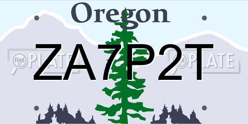ZA7P2T Oregon License Plate