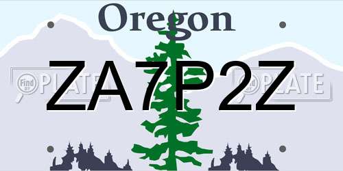 ZA7P2Z Oregon License Plate