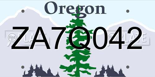 ZA7Q042 Oregon License Plate