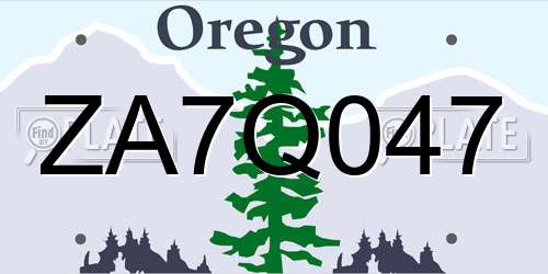 ZA7Q047 Oregon License Plate