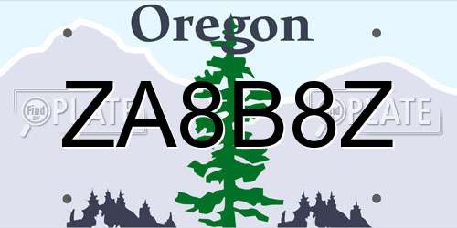 ZA8B8Z Oregon License Plate